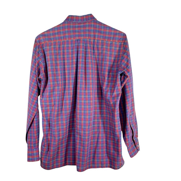 YVES SAINT LAURENT Vintage Men's Medium Plaid Button Down Cotton Blend Shirt - Picture 6 of 7